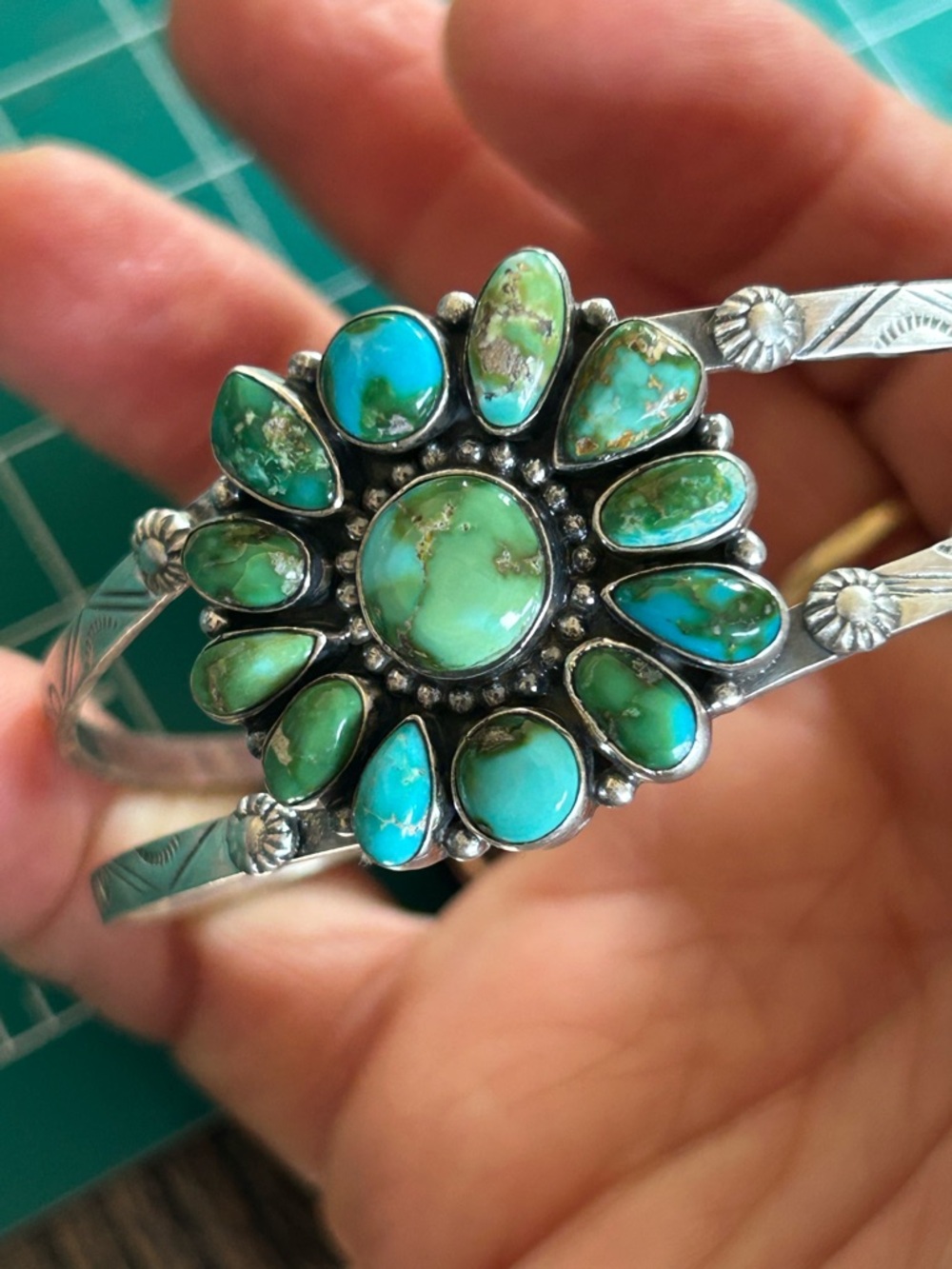 Sonoran Gold Turquoise Sterling Silver Cuff Bracelet Southwest